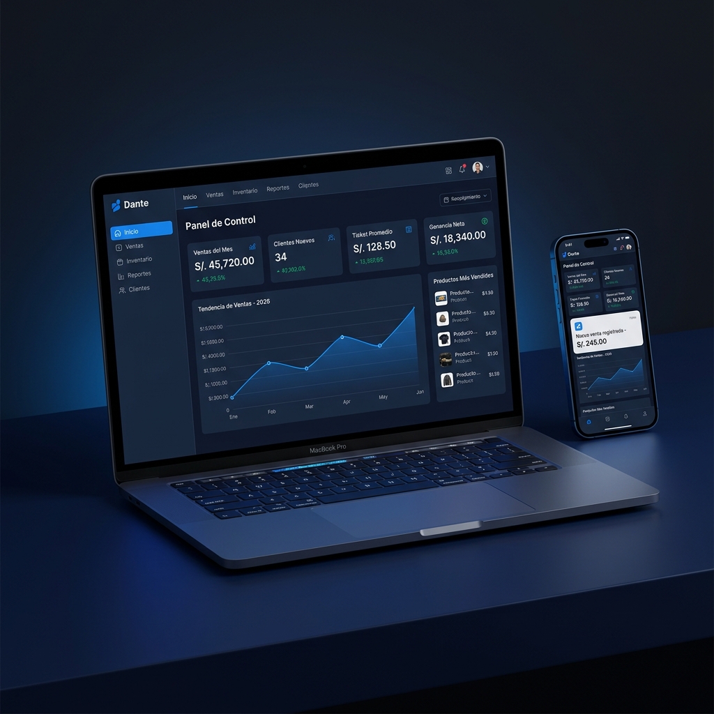 Dashboard financiero moderno — sistema de control de ventas e inventario